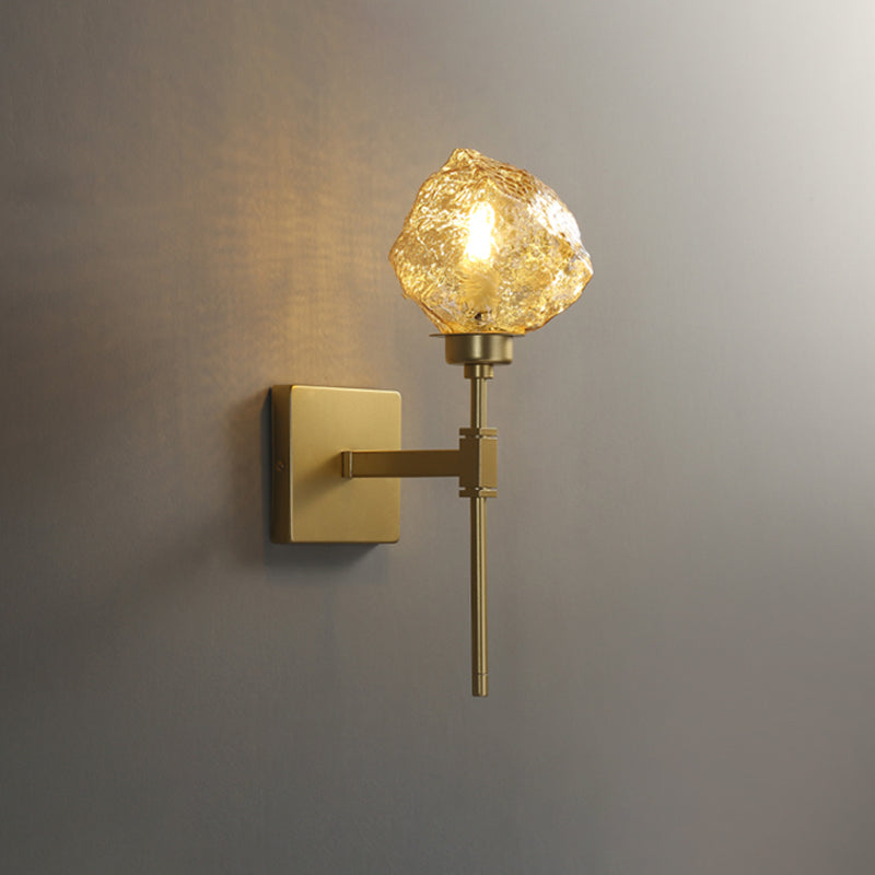 Irregular Shade Wall Sconce - Modern Indoor Light Fixture With Amber/Smoke Gray Glass 1 Head Lamp