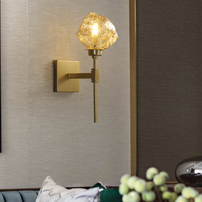 Irregular Shade Wall Sconce - Modern Indoor Light Fixture With Amber/Smoke Gray Glass 1 Head Lamp