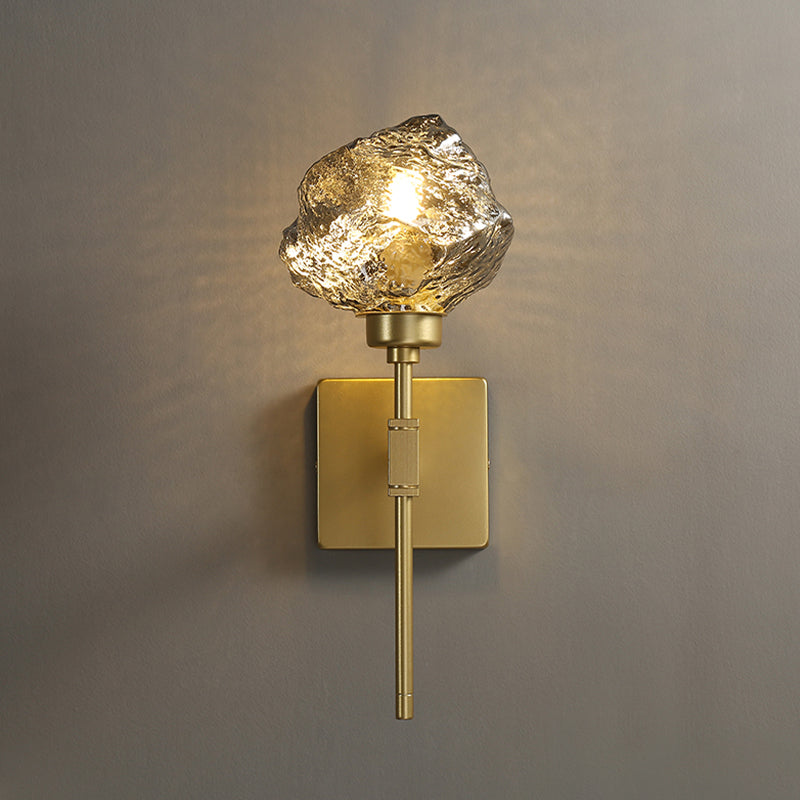 Irregular Shade Wall Sconce - Modern Indoor Light Fixture With Amber/Smoke Gray Glass 1 Head Lamp