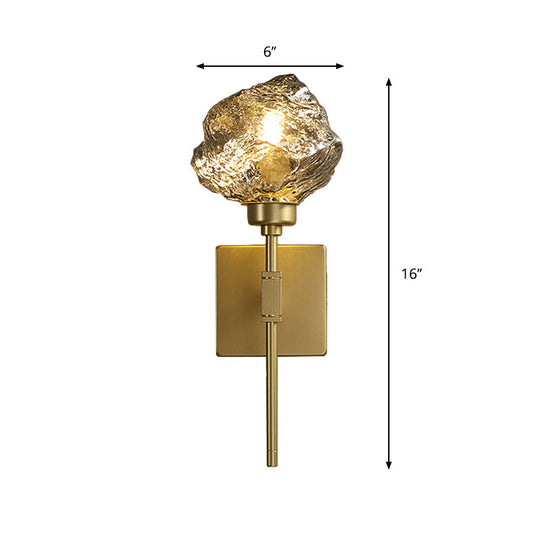 Irregular Shade Wall Sconce - Modern Indoor Light Fixture With Amber/Smoke Gray Glass 1 Head Lamp