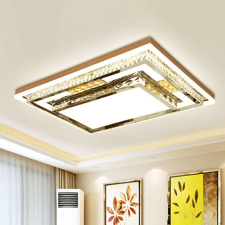 Simple Crystal Flush Mount Lamp: Led Ceiling Fixture In White