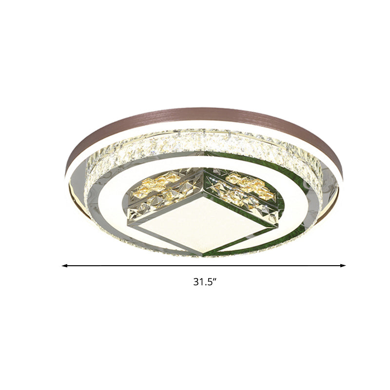 Simple Crystal Flush Mount Lamp: Led Ceiling Fixture In White