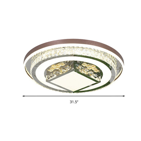 Simple Crystal Flush Mount Lamp: Led Ceiling Fixture In White