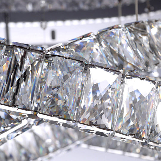 Modern Led Crystal Flush Mount Ceiling Lamp In Chrome - 23.5’/31.5’ Wide Ring Ideal For Living Room