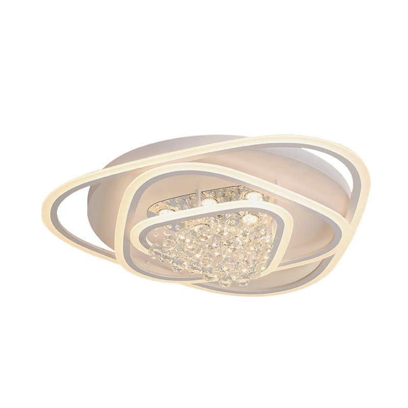 Led Triangle Crystal Ceiling Lamp - Simple & Stylish Flush Mount Fixture In Warm/White Light (3