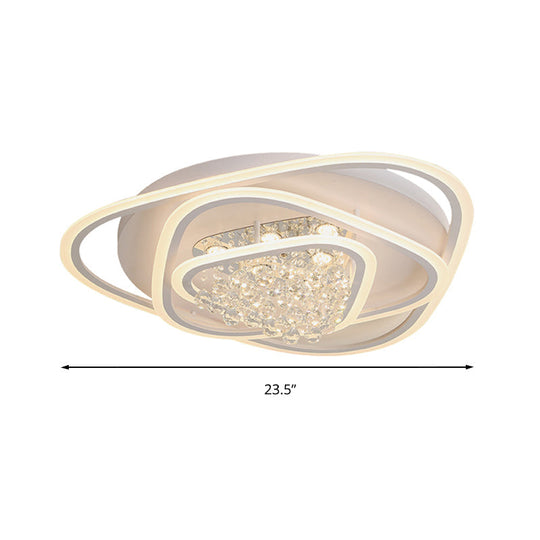 Led Triangle Crystal Ceiling Lamp - Simple & Stylish Flush Mount Fixture In Warm/White Light (3