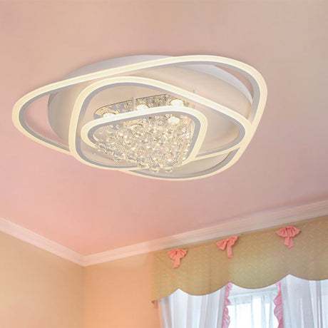 Led Triangle Crystal Ceiling Lamp - Simple & Stylish Flush Mount Fixture In Warm/White Light (3