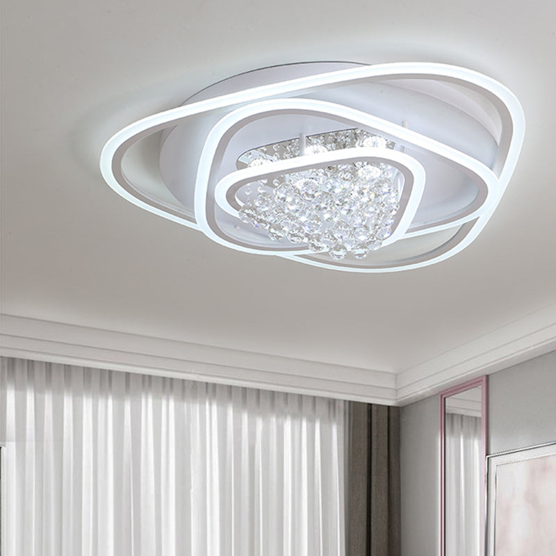 Led Triangle Crystal Ceiling Lamp - Simple & Stylish Flush Mount Fixture In Warm/White Light (3