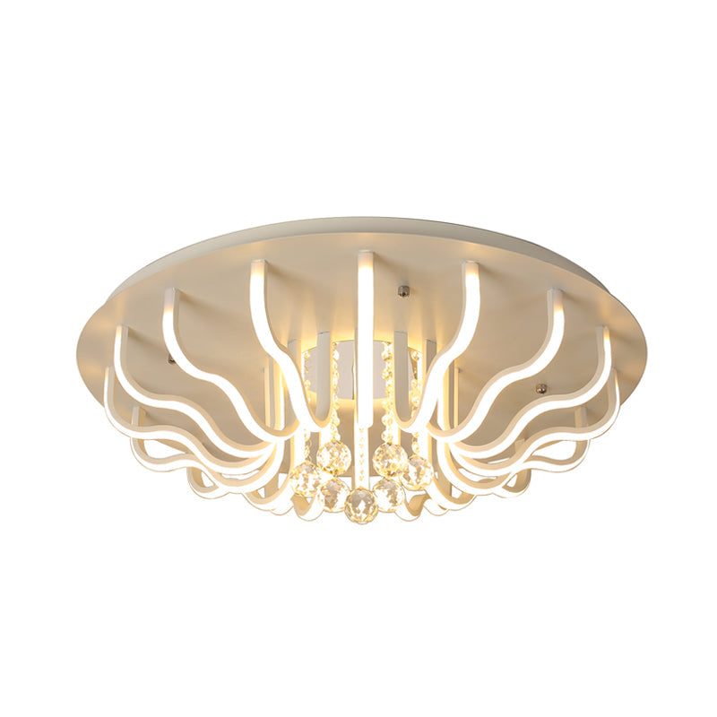 Curved Acrylic Flush Mount Led Ceiling Lamp In White: Simple Modern Design (27/31.5 W Warm/White