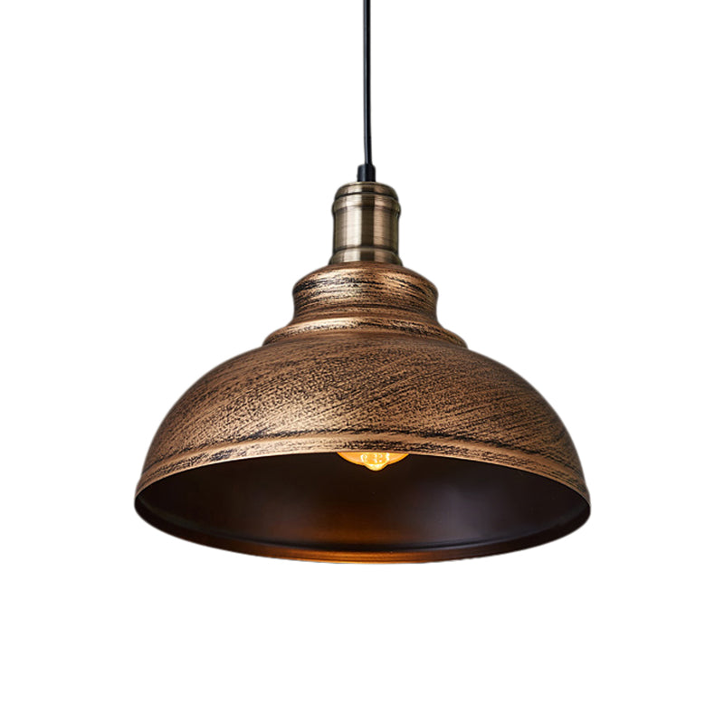 Industrial Style Metallic Pendant Ceiling Light - 12’/14’/16’ Dia 1 Bowl Shade Black/White Inner