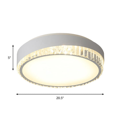Nordic Led Acrylic Flush Mount Light With Crystal Deco - Clear/Warm/White 16.5/20.5 Diameter