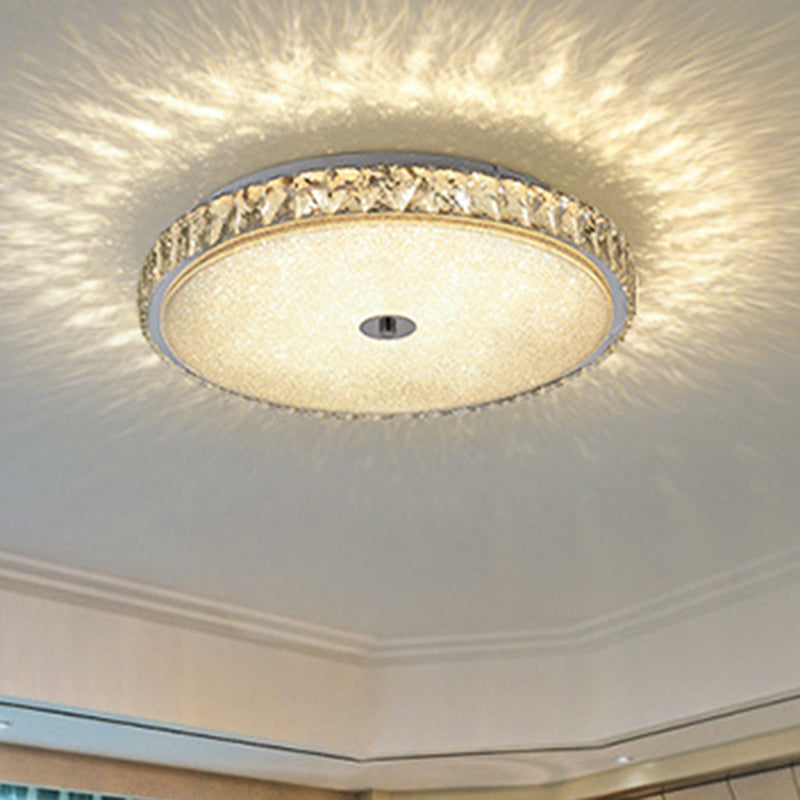 Modern Crystal Led Flush Mount Lamp - 14/23.5/31.5 Round Bedroom Ceiling Light With Chrome Finish