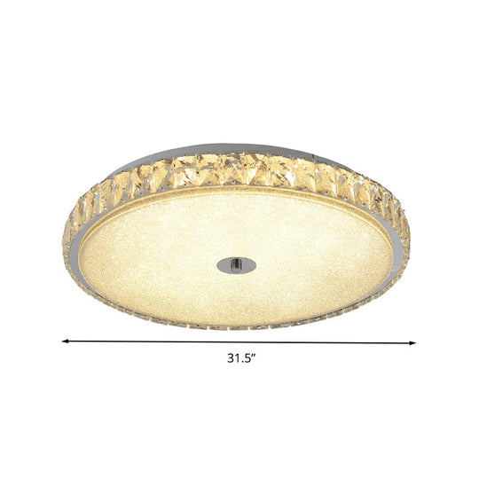 Modern Crystal Led Flush Mount Lamp - 14/23.5/31.5 Round Bedroom Ceiling Light With Chrome Finish
