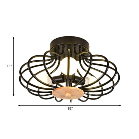 Industrial Style Metal Ceiling Light Fixture - Fan Shaped Semi-Flush Mount With 3/5 Heads