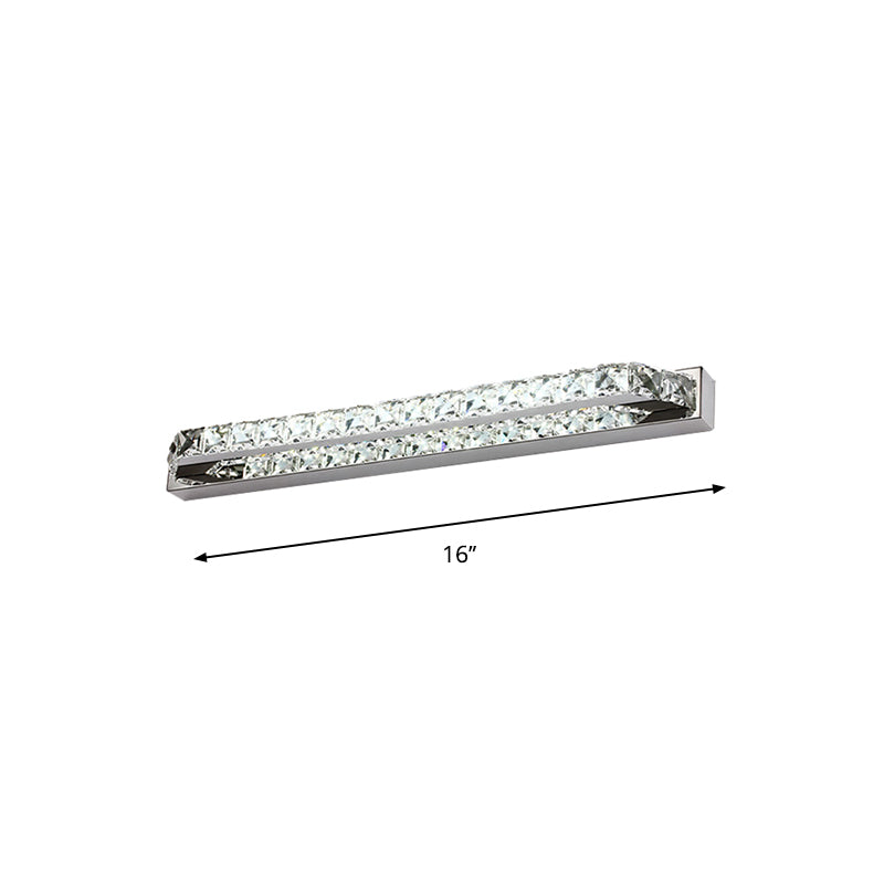 Contemporary Led Bathroom Vanity Wall Light With Clear/Champagne Crystal - 16/22 Width Warm/White