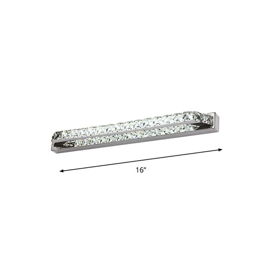 Contemporary Led Bathroom Vanity Wall Light With Clear/Champagne Crystal - 16/22 Width Warm/White