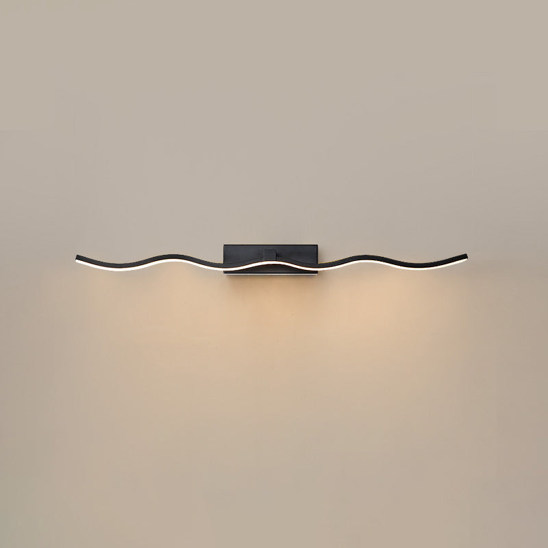 Modern Minimalist Metal Wall Vanity Light With Waving Design Black / 16
