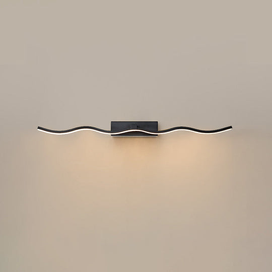 Modern Minimalist Metal Wall Vanity Light With Waving Design Black / 16
