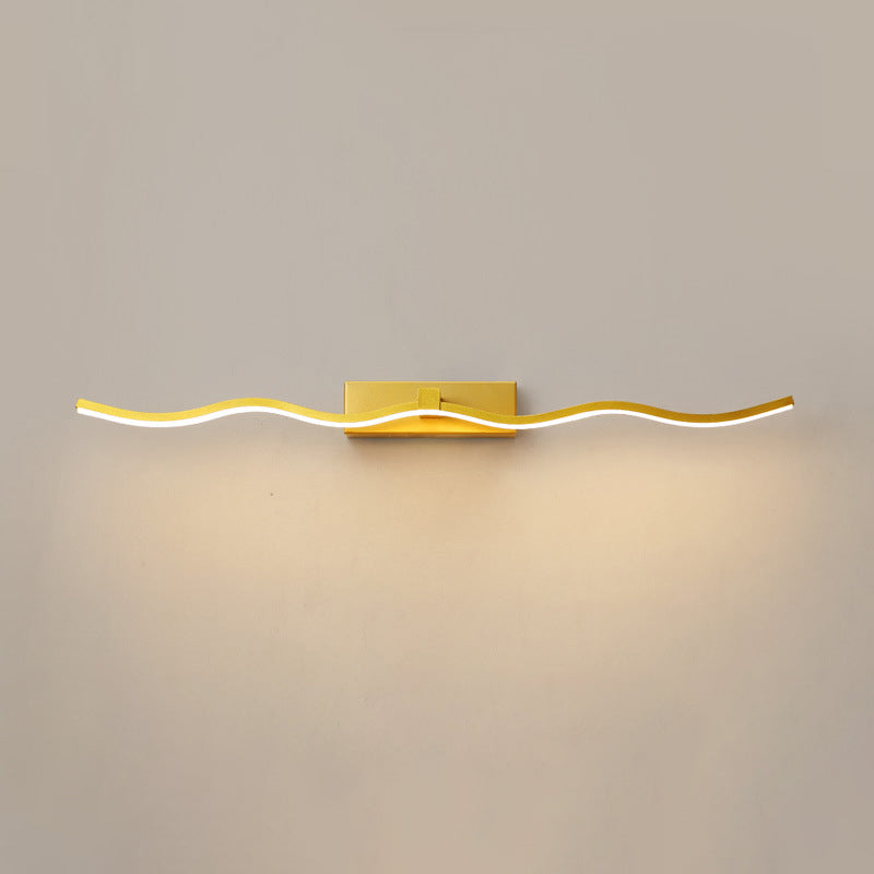 Modern Minimalist Metal Wall Vanity Light With Waving Design Gold / 23.5