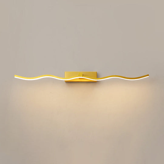 Modern Minimalist Metal Wall Vanity Light With Waving Design Gold / 23.5