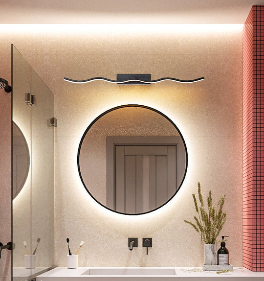 Modern Minimalist Metal Wall Vanity Light With Waving Design
