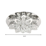 Led Crystal Blossom Ceiling Light - Remote Control Dimming Modern Chrome Finish For Living Room