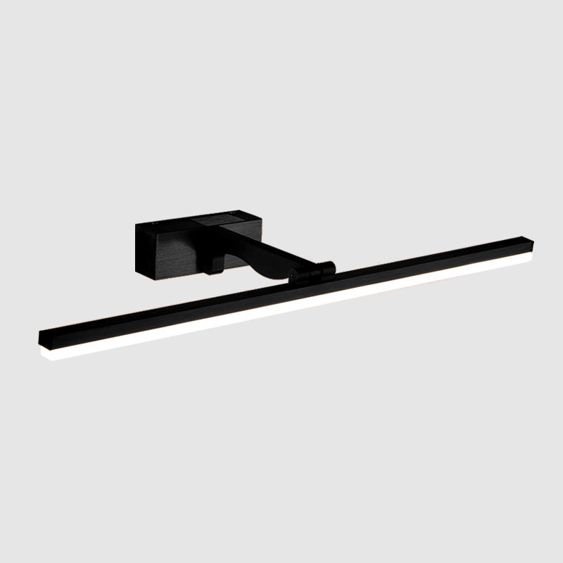 Nordic Minimalist Rectangular Metal Single Vanity Wall Light Fixture Black / 16 White