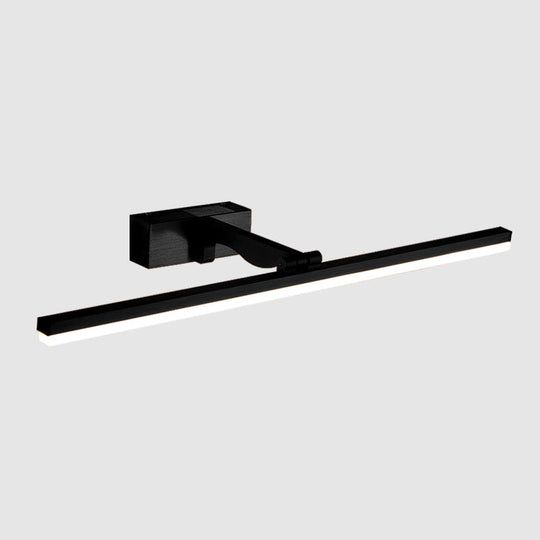 Nordic Minimalist Rectangular Metal Single Vanity Wall Light Fixture Black / 16 White