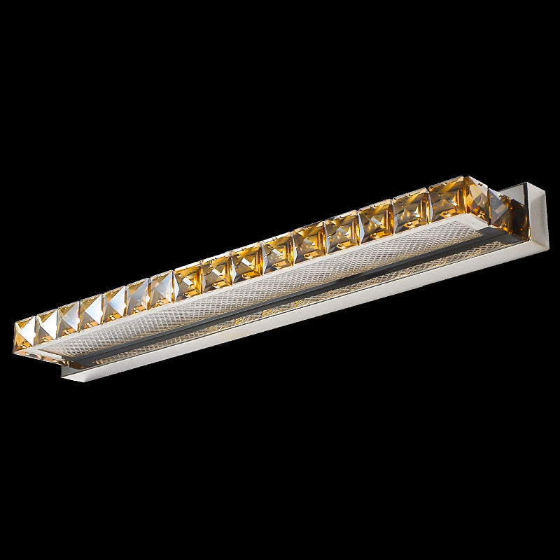 Modern Crystal Vanity Wall Light - Rectangular Luxury Style Single Fixture Gold / 22 White