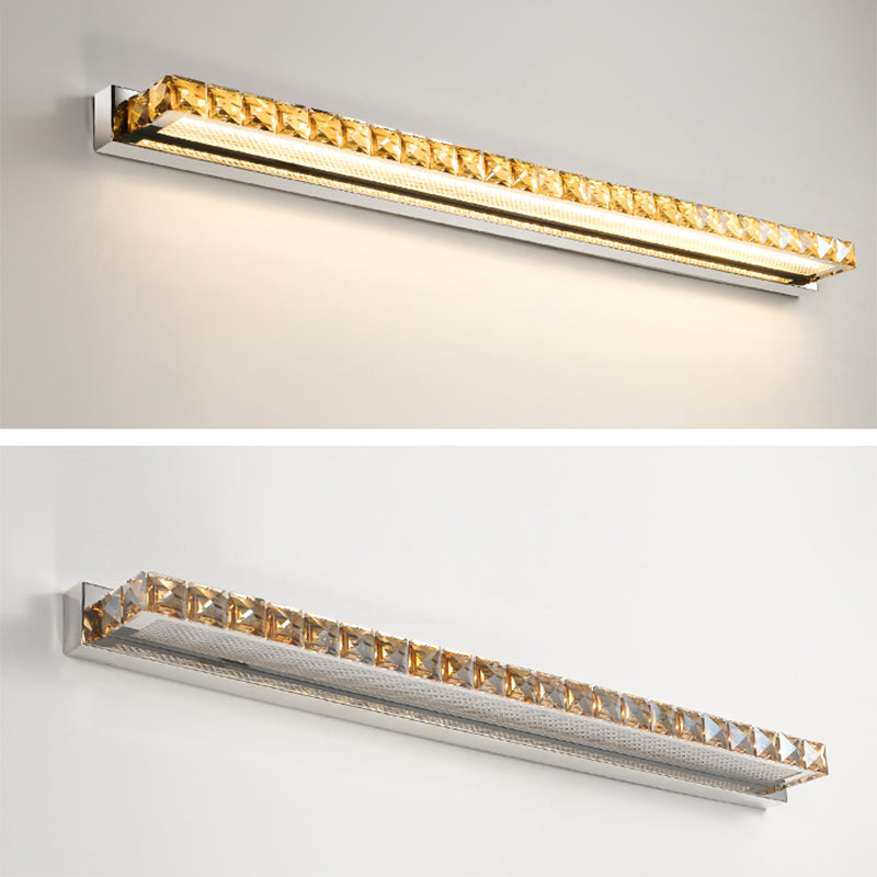 Modern Crystal Vanity Wall Light - Rectangular Luxury Style Single Fixture