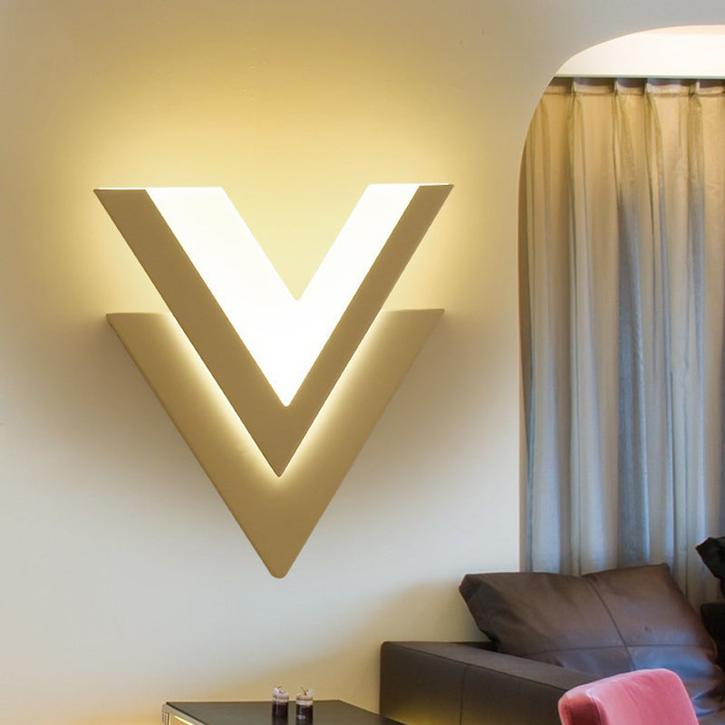 Customizable V-Shaped Led Sconce Light For Living Room And Bedroom White / Natural