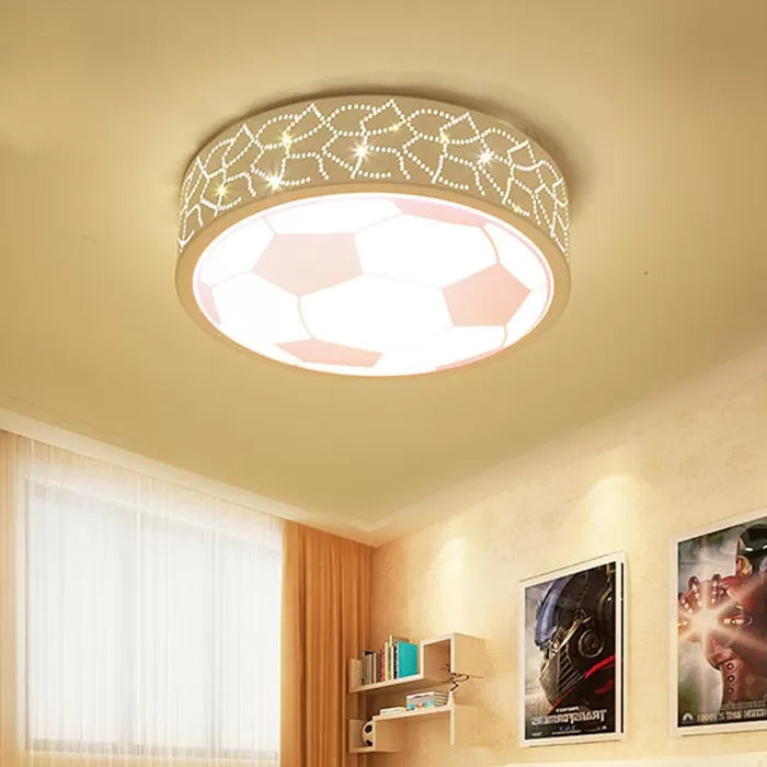 Creative Metal Soccer Ceiling Light For Kids Bedroom And Bathroom - Flush Mount Sport Lighting