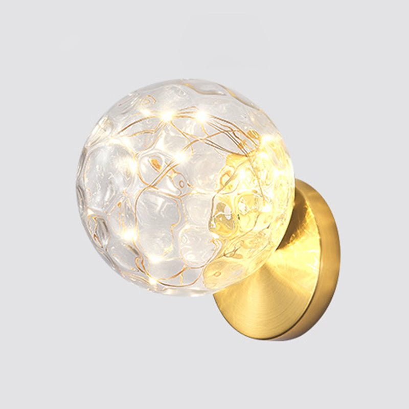 Bedside Glass Shade Wall Mount Light With Creative Star Design Brass / Clear