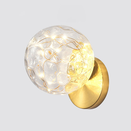 Bedside Glass Shade Wall Mount Light With Creative Star Design Brass / Clear