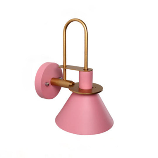 Colorful Macaroon Style Wall Mount Sconce Light For Hotel Bedrooms Pink