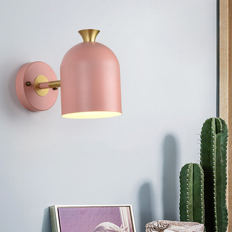 Nordic Wall Mounted Light: Simplicity Macaroon Metal Sconce - Bedroom Fixture Pink