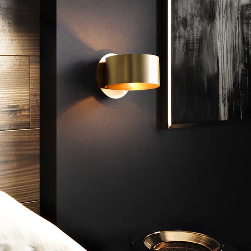 Modern Brass Wall Sconce - Stylish Bedroom Decoration 1-Light Round Shape Mount Bedside Light