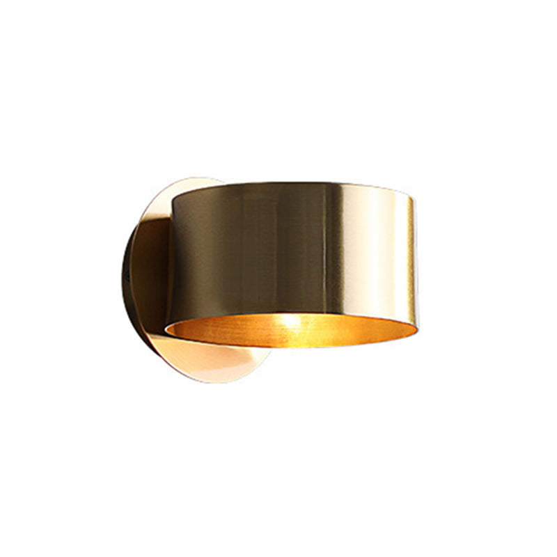 Modern Brass Wall Sconce - Stylish Bedroom Decoration 1-Light Round Shape Mount Bedside Light Gold