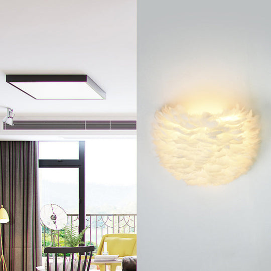 Modern Feather Wall Mount Lamp: Romantic & Cozy Sconce Lighting For Bedroom