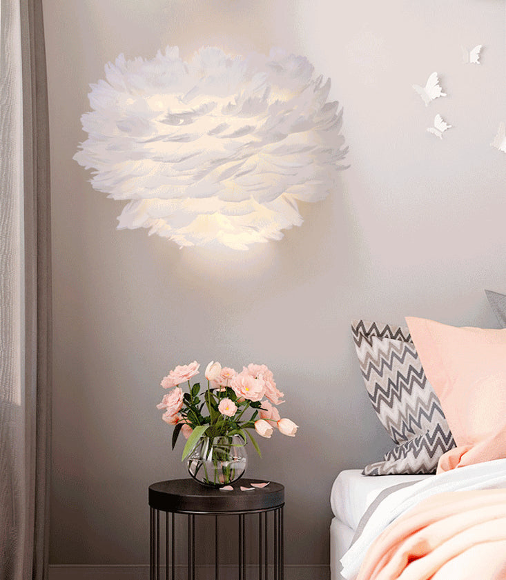 Nordic Feather Sconce Light - Romantic Wall Lamp For Bedroom
