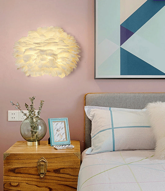 Nordic Feather Sconce Light - Romantic Wall Lamp For Bedroom