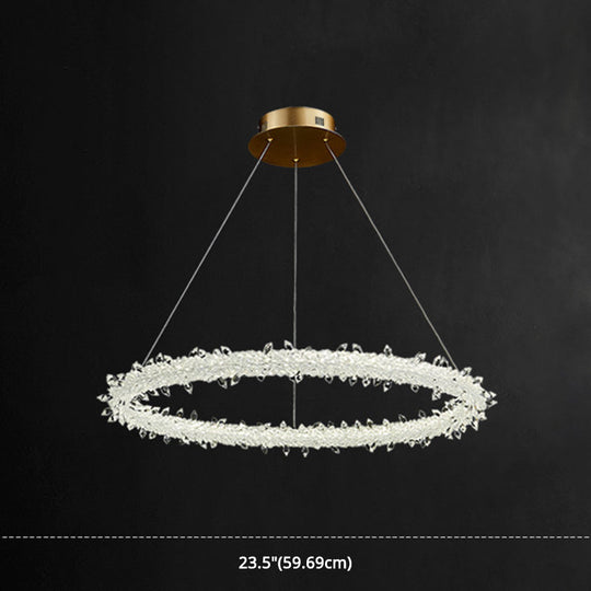 Modern Minimalist Led Pendant Lamp With Clear Crystal - Ideal For Living Room