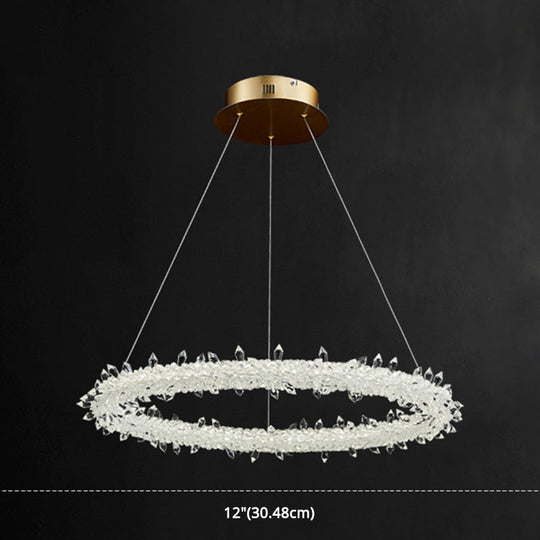 Modern Minimalist Led Pendant Lamp With Clear Crystal - Ideal For Living Room