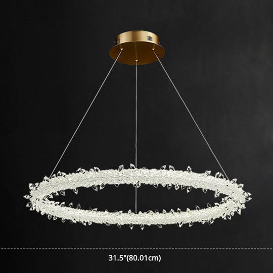 Modern Minimalist Led Pendant Lamp With Clear Crystal - Ideal For Living Room