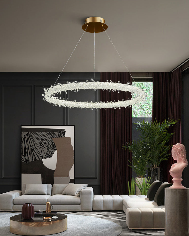 Modern Minimalist Led Pendant Lamp With Clear Crystal - Ideal For Living Room