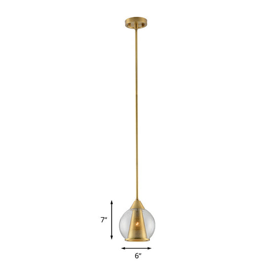 Modern Smoke Gray Glass Pendant Ceiling Light With Gold Cone Metal Shade - Elegant Dining Room