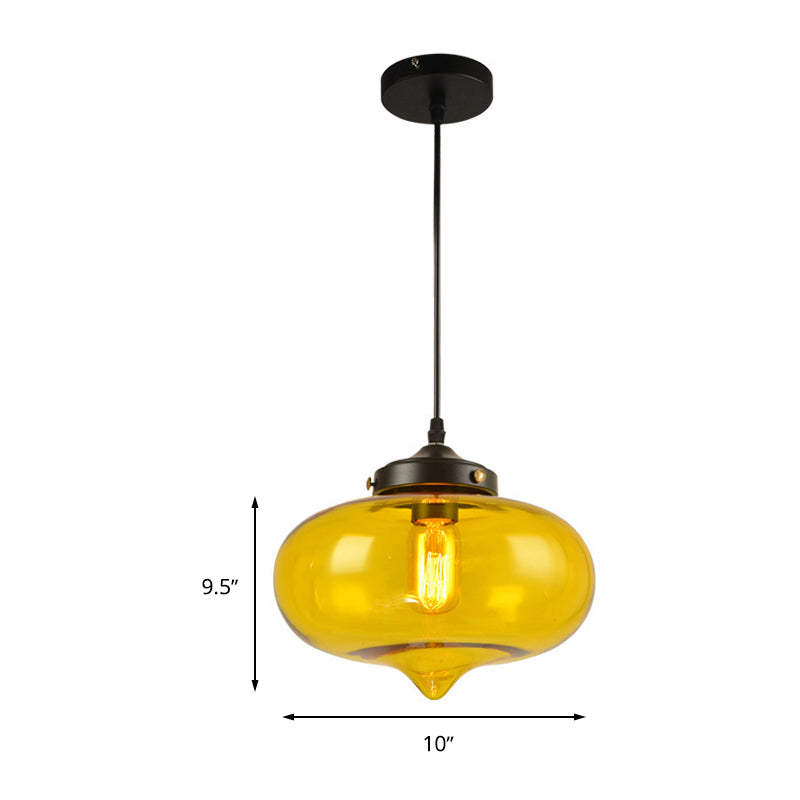 Modern Onion Pendant Light In Gray/Red/Yellow Glass For Restaurant Ceiling Fixture