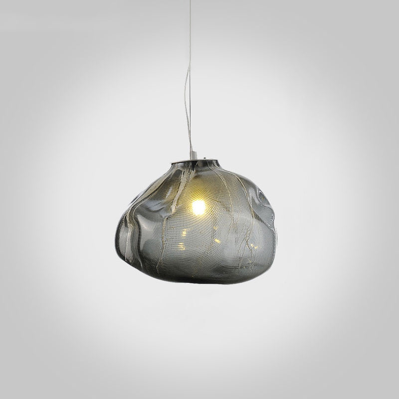 Modern Lattice Glass Ceiling Hanging Light Fixture For Restaurants - 1 Bun