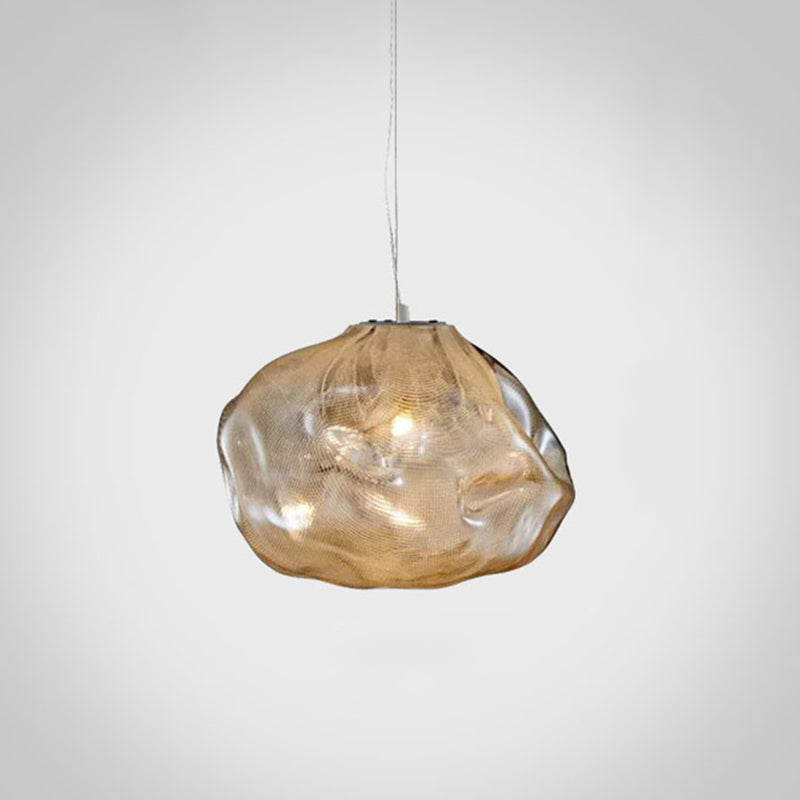 Modern Lattice Glass Ceiling Hanging Light Fixture For Restaurants - 1 Bun Amber / 12