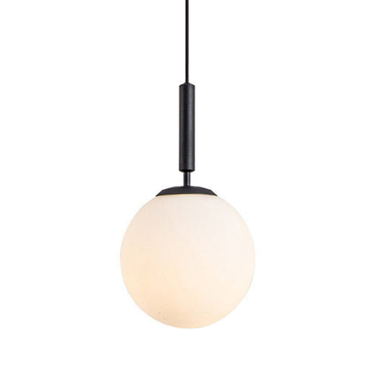 Mid-Century Modern White Glass Sphere Pendant Lighting - Ideal For Restaurants